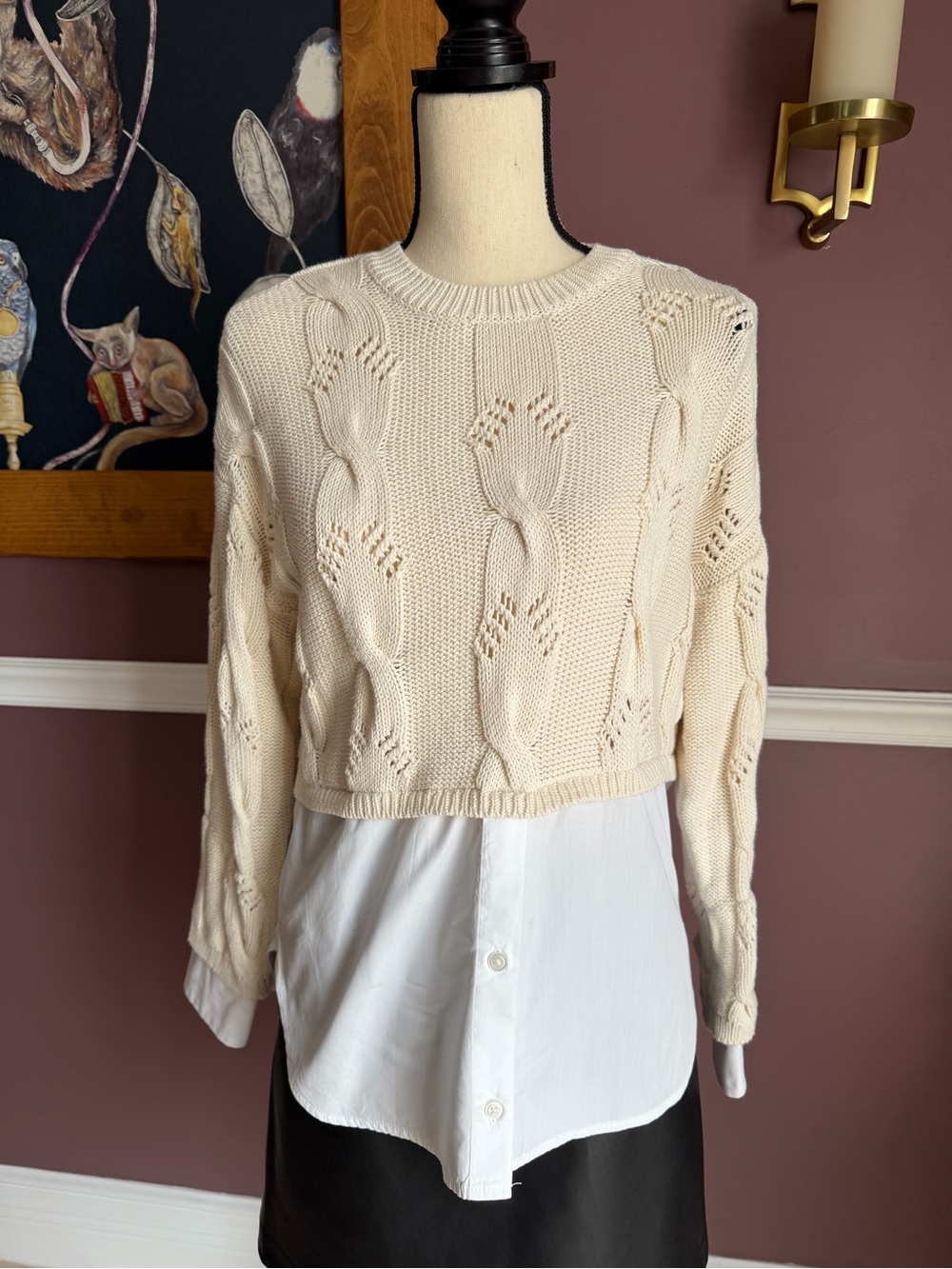 Pilcro by Anthropologie Faux Layered Swey with Blouse Size XS